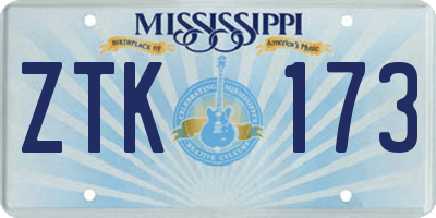 MS license plate ZTK173