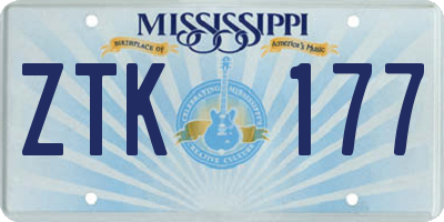 MS license plate ZTK177