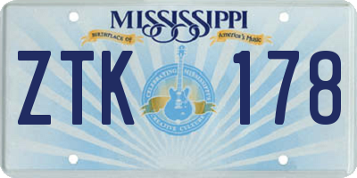 MS license plate ZTK178