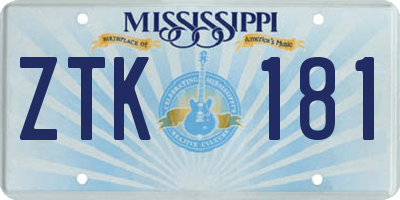 MS license plate ZTK181