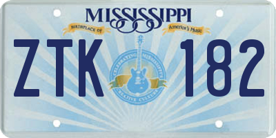 MS license plate ZTK182