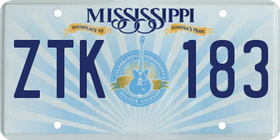 MS license plate ZTK183
