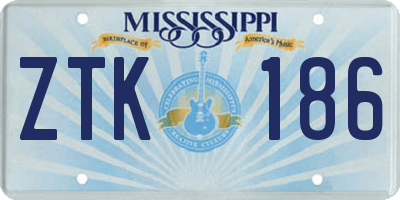 MS license plate ZTK186