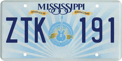 MS license plate ZTK191