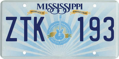 MS license plate ZTK193