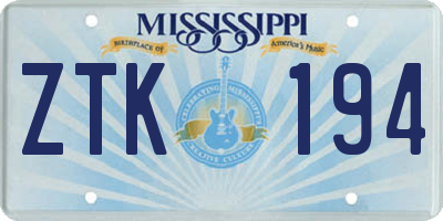 MS license plate ZTK194
