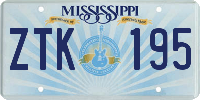 MS license plate ZTK195