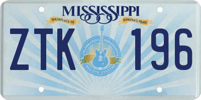MS license plate ZTK196
