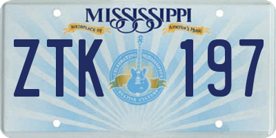MS license plate ZTK197