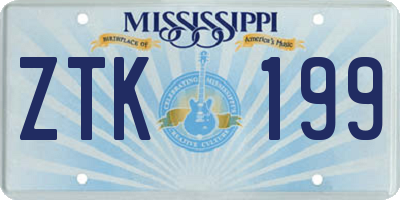 MS license plate ZTK199