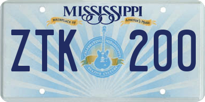 MS license plate ZTK200