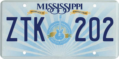 MS license plate ZTK202