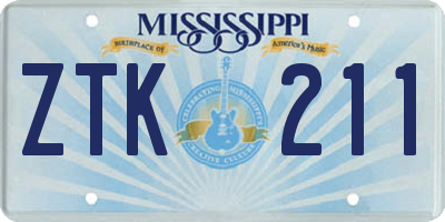 MS license plate ZTK211