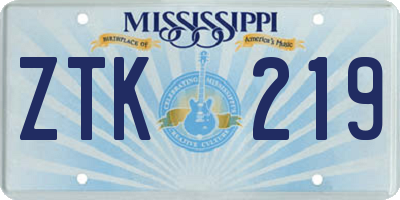 MS license plate ZTK219