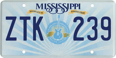 MS license plate ZTK239