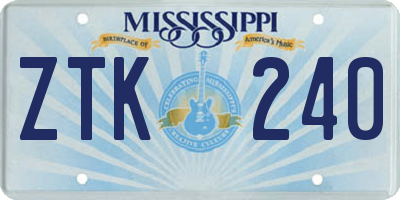 MS license plate ZTK240