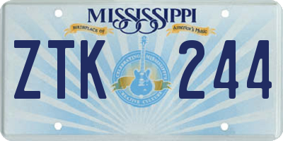 MS license plate ZTK244