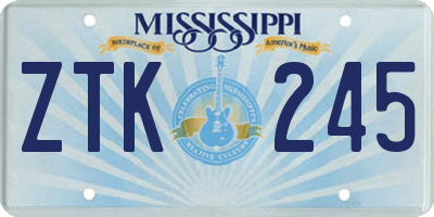 MS license plate ZTK245