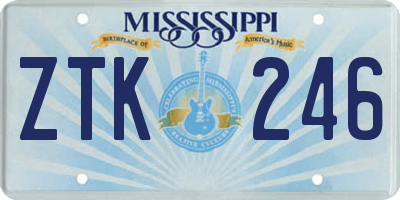 MS license plate ZTK246