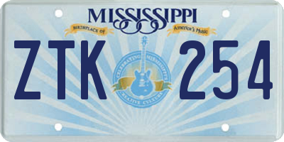 MS license plate ZTK254