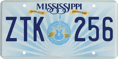 MS license plate ZTK256