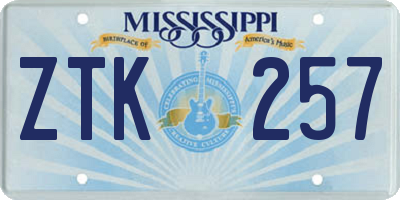 MS license plate ZTK257