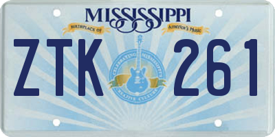 MS license plate ZTK261