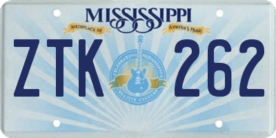 MS license plate ZTK262