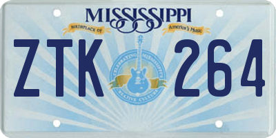 MS license plate ZTK264