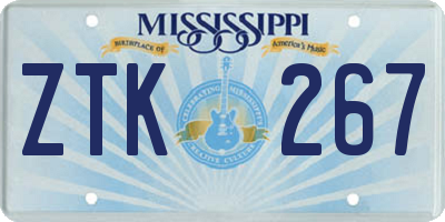 MS license plate ZTK267
