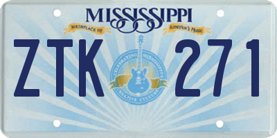 MS license plate ZTK271