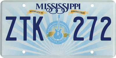 MS license plate ZTK272