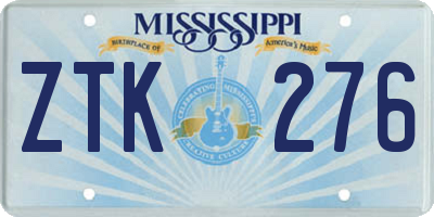 MS license plate ZTK276