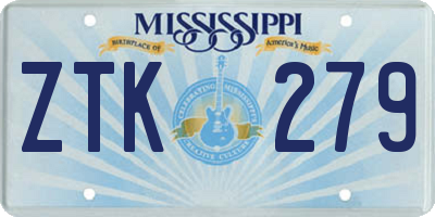 MS license plate ZTK279