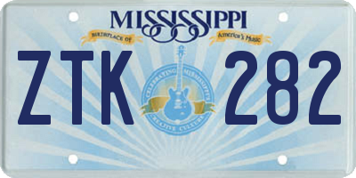 MS license plate ZTK282
