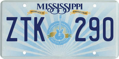 MS license plate ZTK290