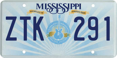 MS license plate ZTK291