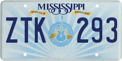 MS license plate ZTK293