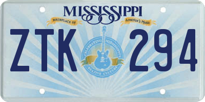MS license plate ZTK294