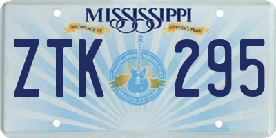 MS license plate ZTK295