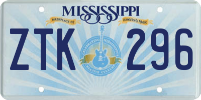 MS license plate ZTK296