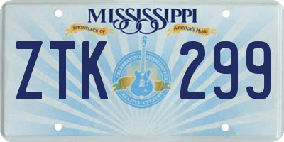 MS license plate ZTK299