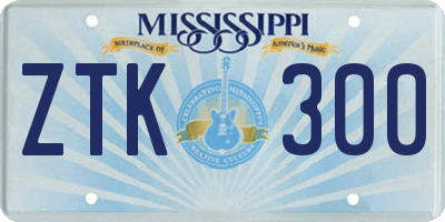 MS license plate ZTK300