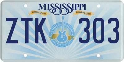 MS license plate ZTK303