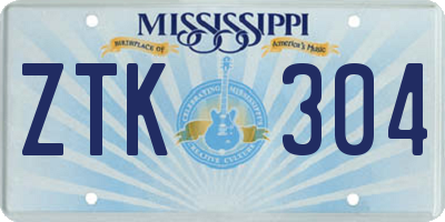 MS license plate ZTK304