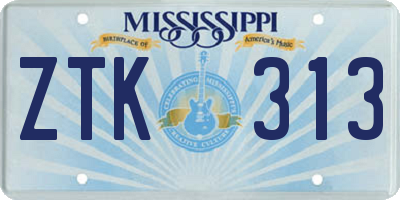 MS license plate ZTK313