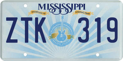 MS license plate ZTK319