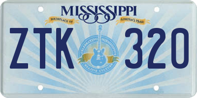 MS license plate ZTK320