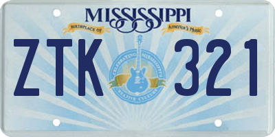 MS license plate ZTK321