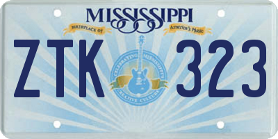 MS license plate ZTK323